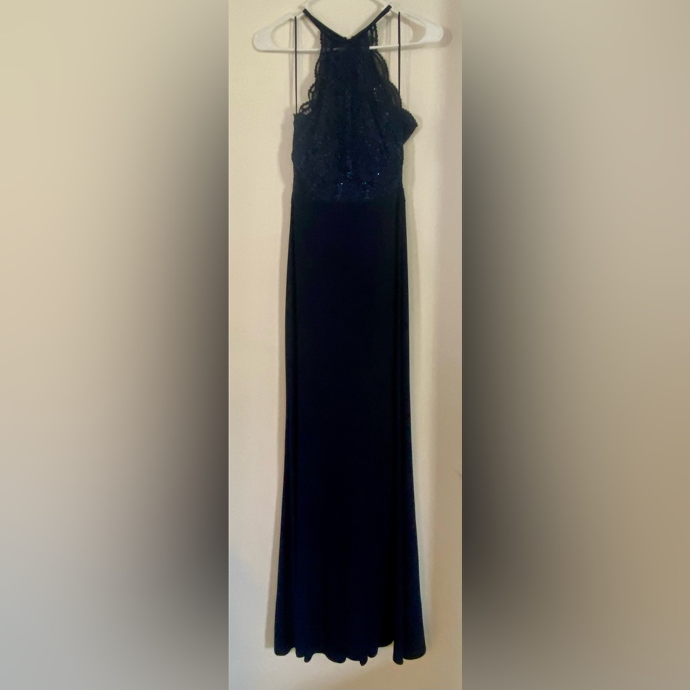 Dark navy blue prom dress, Junior size 1/2